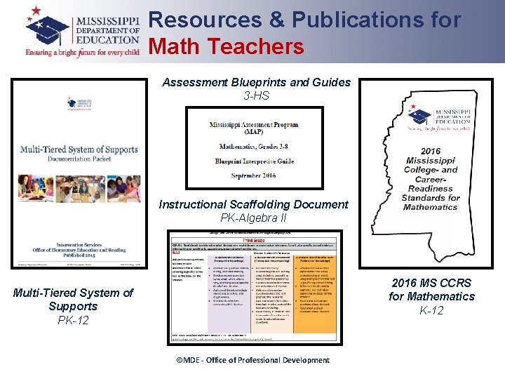 Resources & Publications for Math Teachers Assessment Blueprints and Guides 3 -HS Instructional Scaffolding