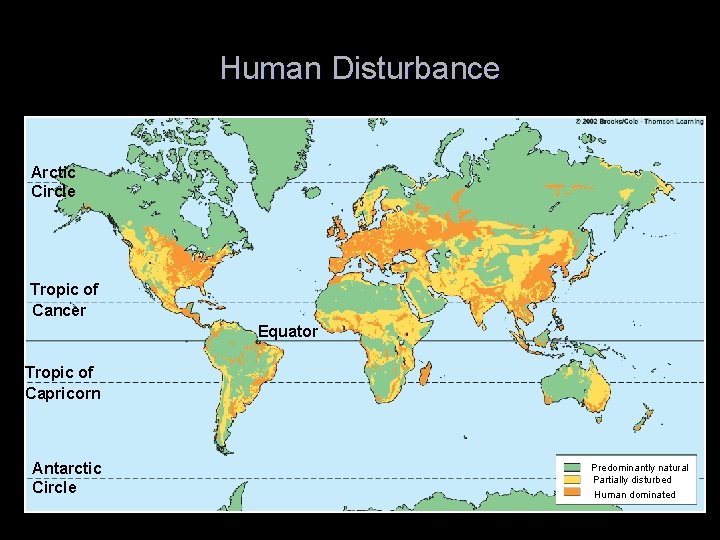 Human Disturbance Arctic Circle Tropic of Cancer Equator Tropic of Capricorn Antarctic Circle Predominantly