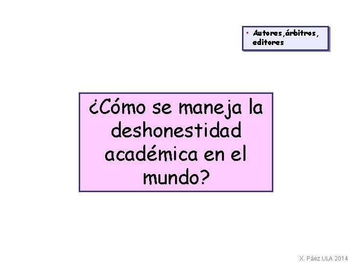  • Autores, árbitros, editores ¿Cómo se maneja la deshonestidad académica en el mundo?