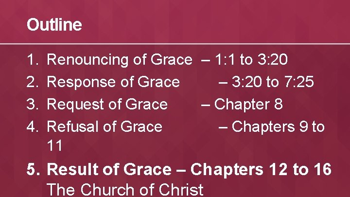 Outline 1. 2. 3. 4. Renouncing of Grace – 1: 1 to 3: 20
