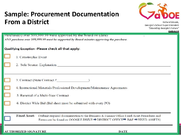 Sample: Procurement Documentation From a District 05. 04. 18 Richard Woods, Georgia’s School Superintendent