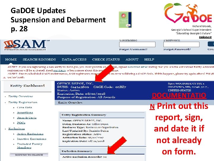 Ga. DOE Updates Suspension and Debarment p. 28 Richard Woods, Georgia’s School Superintendent “Educating