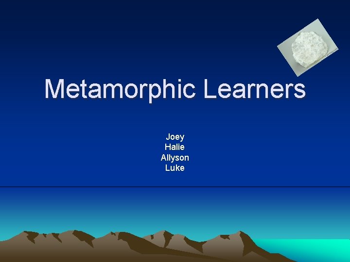 Metamorphic Learners Joey Halie Allyson Luke 