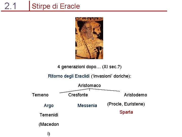 2. 1 Stirpe di Eracle 4 generazioni dopo… (XI sec. ? ) Ritorno degli