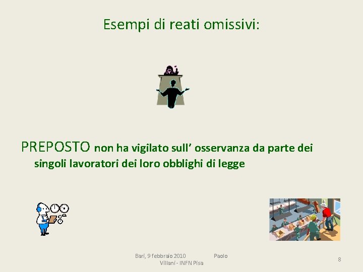 Esempi di reati omissivi: PREPOSTO non ha vigilato sull’ osservanza da parte dei singoli