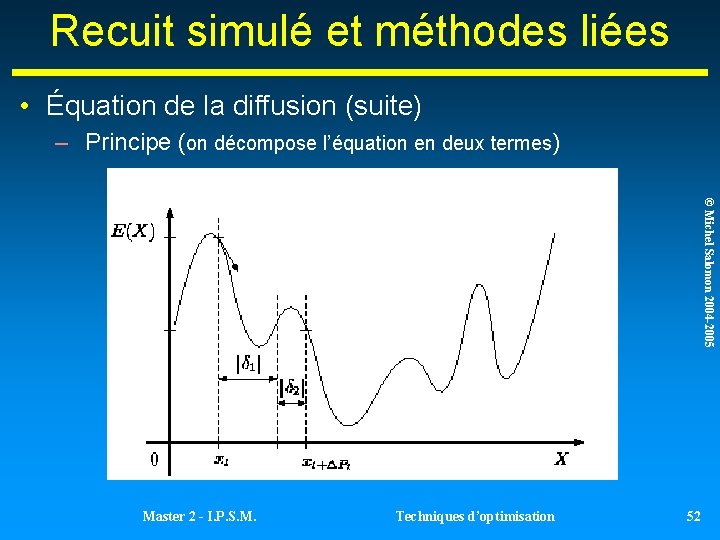 Recuit simulé et méthodes liées • Équation de la diffusion (suite) – Principe (on Recuit simulé et méthodes liées • Équation de la diffusion (suite) – Principe (on