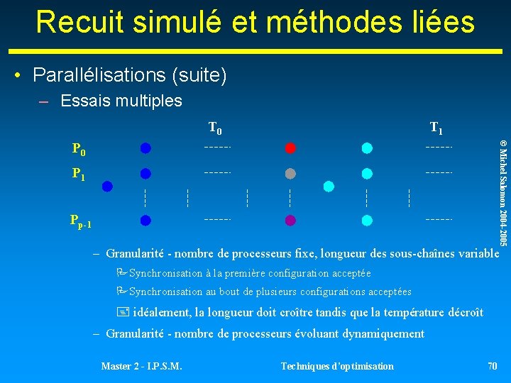 Recuit simulé et méthodes liées • Parallélisations (suite) – Essais multiples T 0 T Recuit simulé et méthodes liées • Parallélisations (suite) – Essais multiples T 0 T