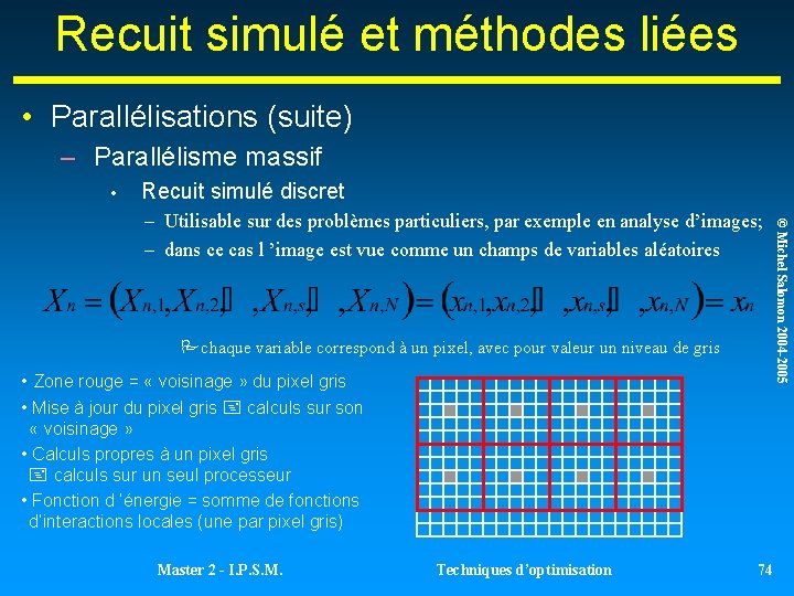 Recuit simulé et méthodes liées • Parallélisations (suite) – Parallélisme massif • Recuit simulé Recuit simulé et méthodes liées • Parallélisations (suite) – Parallélisme massif • Recuit simulé