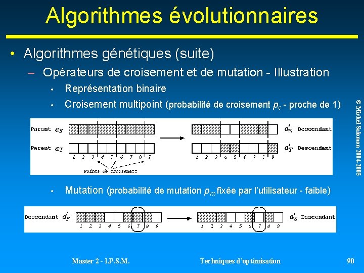 Algorithmes évolutionnaires • Algorithmes génétiques (suite) – Opérateurs de croisement et de mutation - Algorithmes évolutionnaires • Algorithmes génétiques (suite) – Opérateurs de croisement et de mutation -