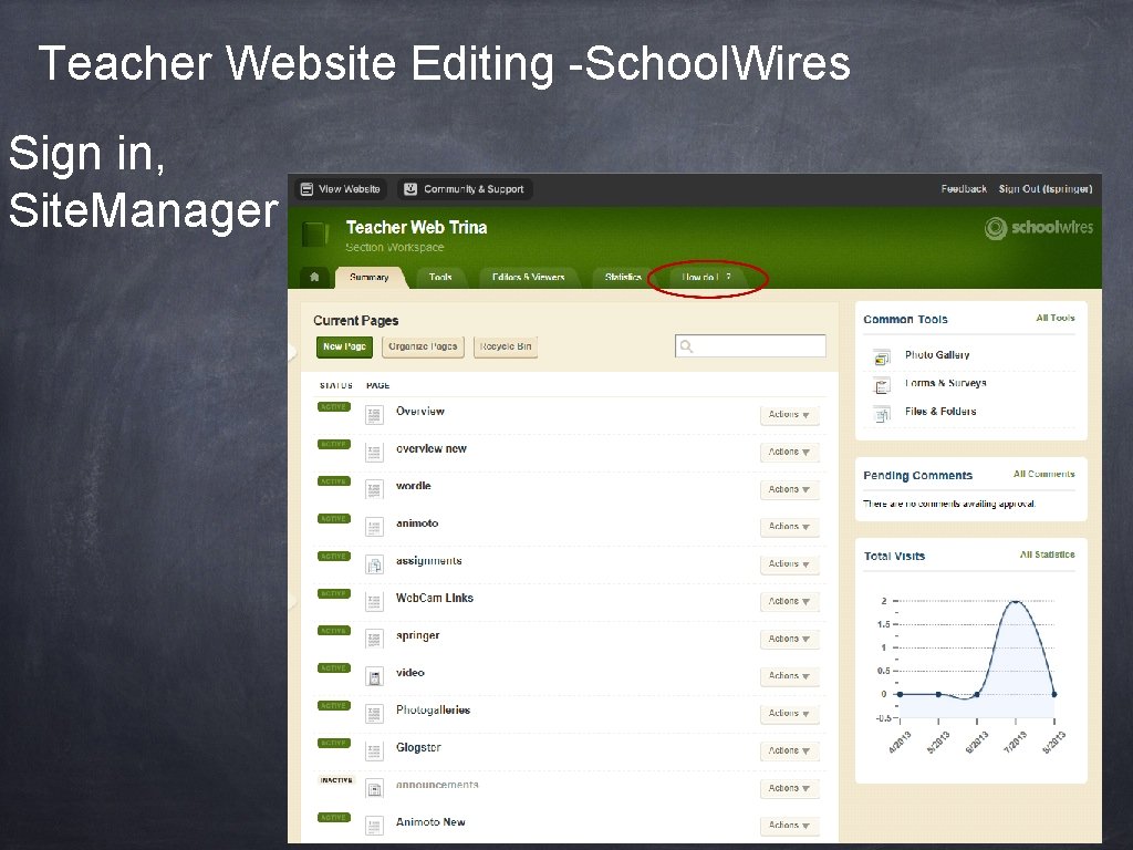 Teacher Website Editing -School. Wires Sign in, Site. Manager 