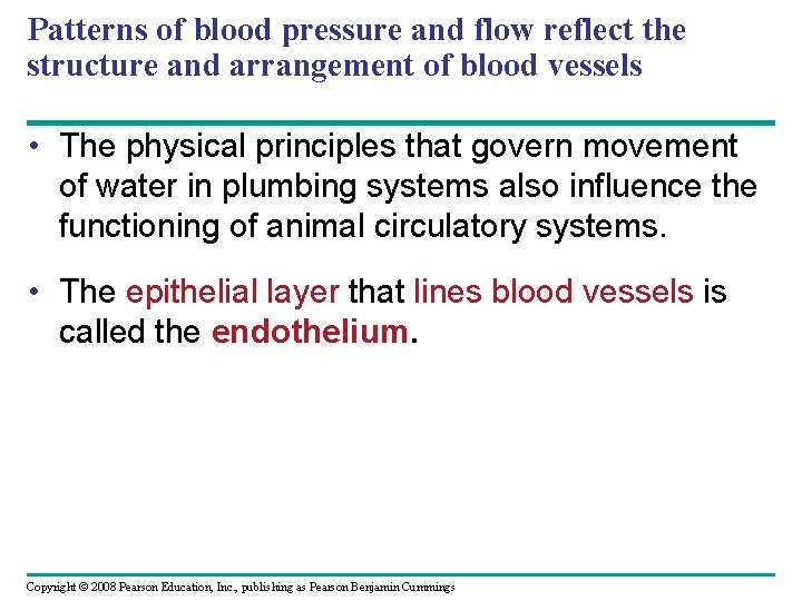 Patterns of blood pressure and flow reflect the structure and arrangement of blood vessels