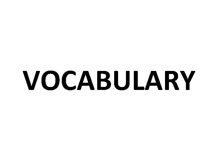 VOCABULARY VOCABULARY