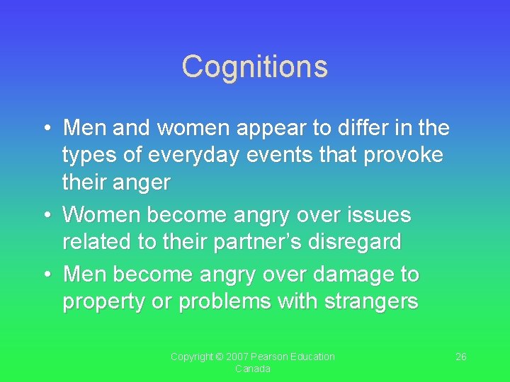 Cognitions • Men and women appear to differ in the types of everyday events Cognitions • Men and women appear to differ in the types of everyday events