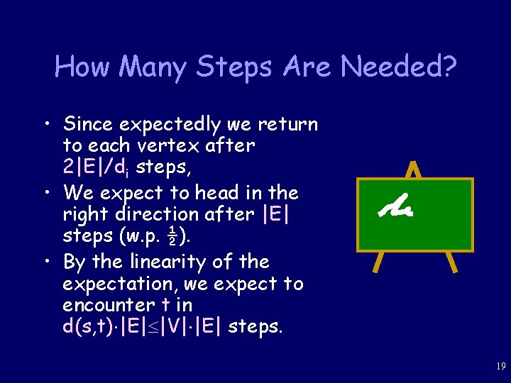 How Many Steps Are Needed? • Since expectedly we return to each vertex after