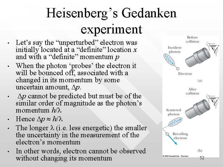 Heisenberg’s Gedanken experiment • • • Let’s say the “unperturbed” electron was initially located