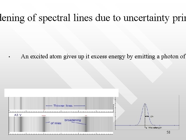 dening of spectral lines due to uncertainty prin • An excited atom gives up