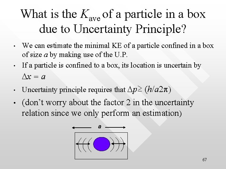 What is the Kave of a particle in a box due to Uncertainty Principle?