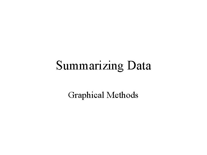 Summarizing Data Graphical Methods 