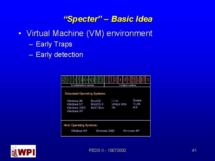 “Specter” – Basic Idea • Virtual Machine (VM) environment – Early Traps – Early