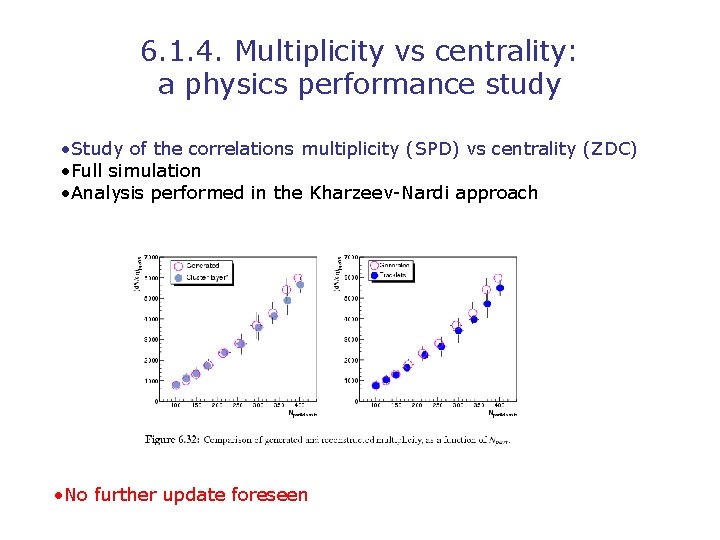 6. 1. 4. Multiplicity vs centrality: a physics performance study • Study of the