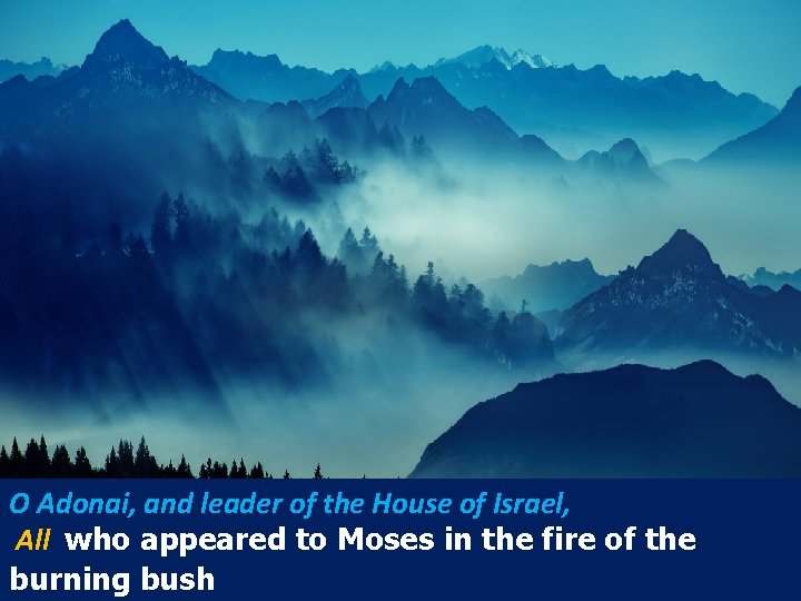 O Adonai, and leader of the House of Israel, All who appeared to Moses