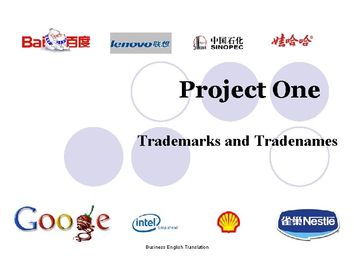 Project One Trademarks and Tradenames Business English Translation 