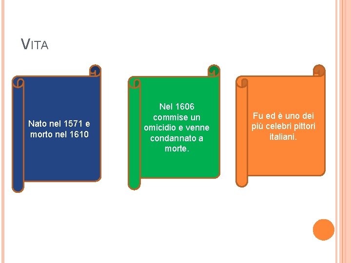 VITA Nato nel 1571 e morto nel 1610 Nel 1606 commise un omicidio e