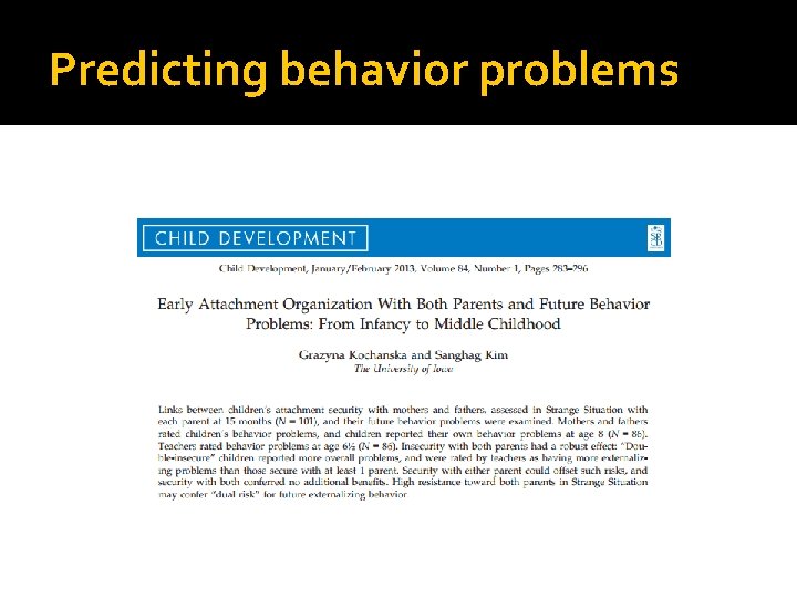 Predicting behavior problems 