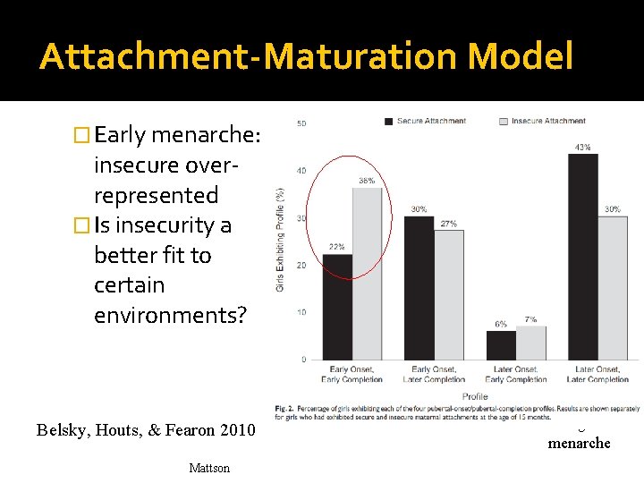 Attachment-Maturation Model � Early menarche: insecure overrepresented � Is insecurity a better fit to