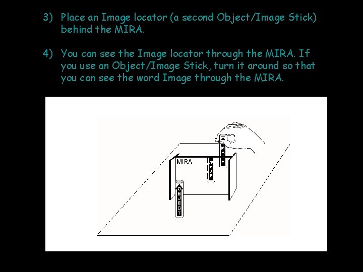3) Place an Image locator (a second Object/Image Stick) behind the MIRA. 4) You