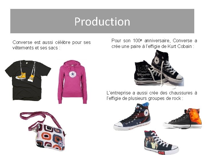 Production Converse est aussi célèbre pour ses vêtements et ses sacs : Pour son