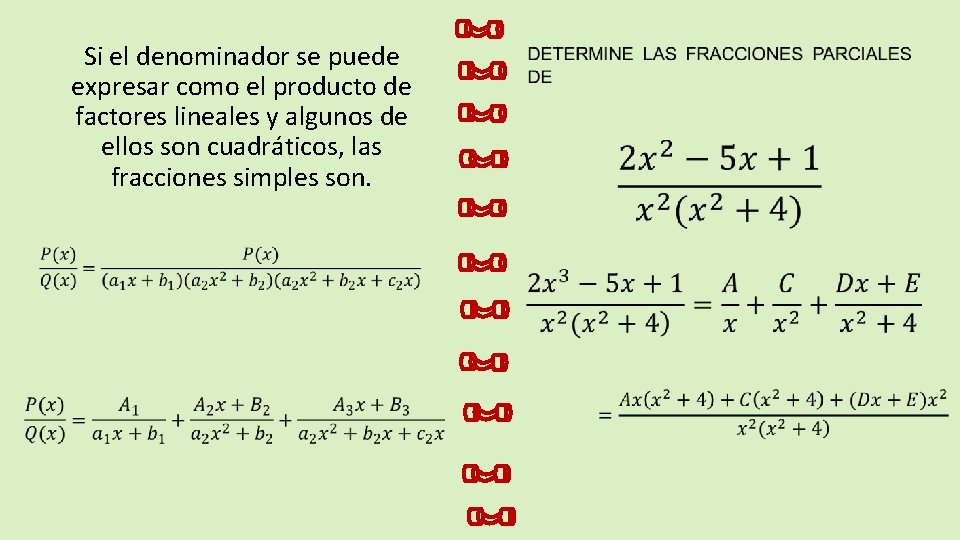  Si el denominador se puede expresar como el producto de factores lineales y