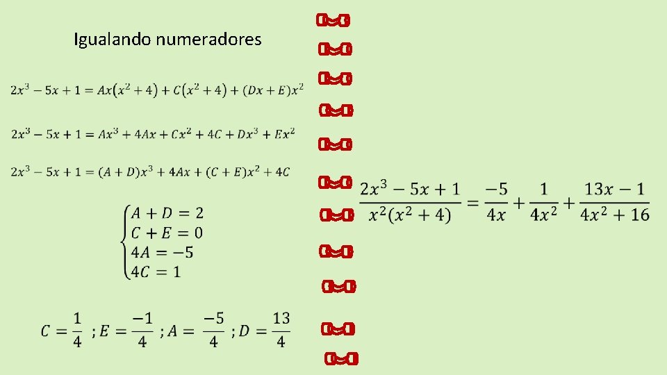 Igualando numeradores 