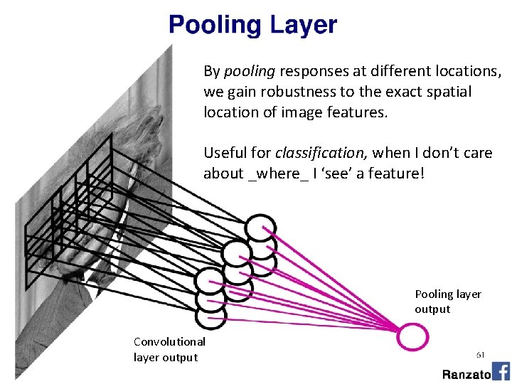 By pooling responses at different locations, we gain robustness to the exact spatial location