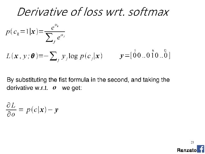 Derivative of loss wrt. softmax 