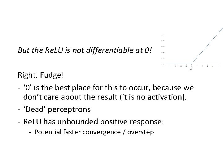 But the Re. LU is not differentiable at 0! Right. Fudge! - ‘ 0’