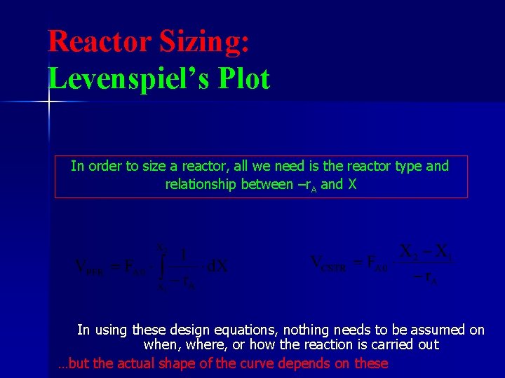 Reactor Sizing: Levenspiel’s Plot In order to size a reactor, all we need is