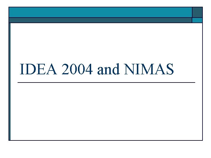 IDEA 2004 and NIMAS 