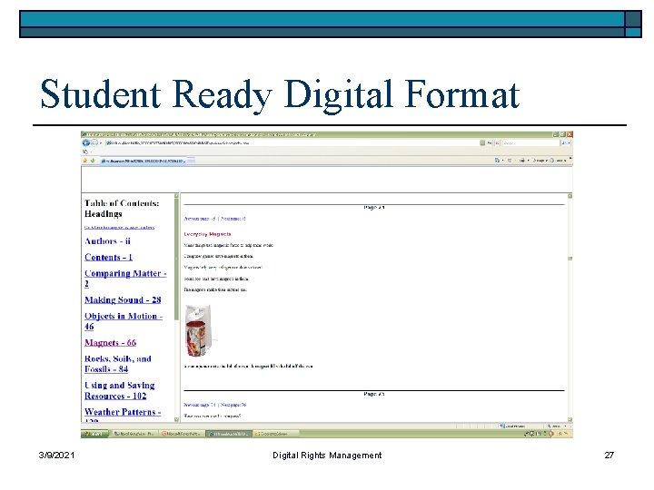 Student Ready Digital Format 3/9/2021 Digital Rights Management 27 