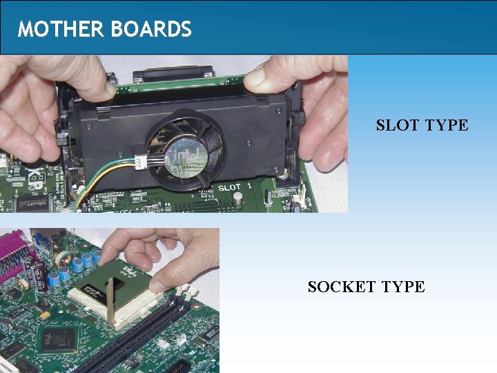 MOTHER BOARDS The spine of the Computer is