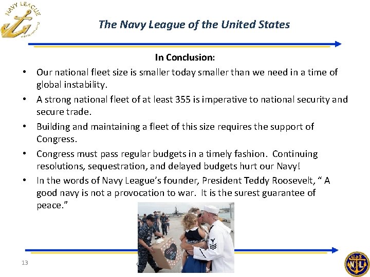 The Navy League of the United States • • • 13 In Conclusion: Our