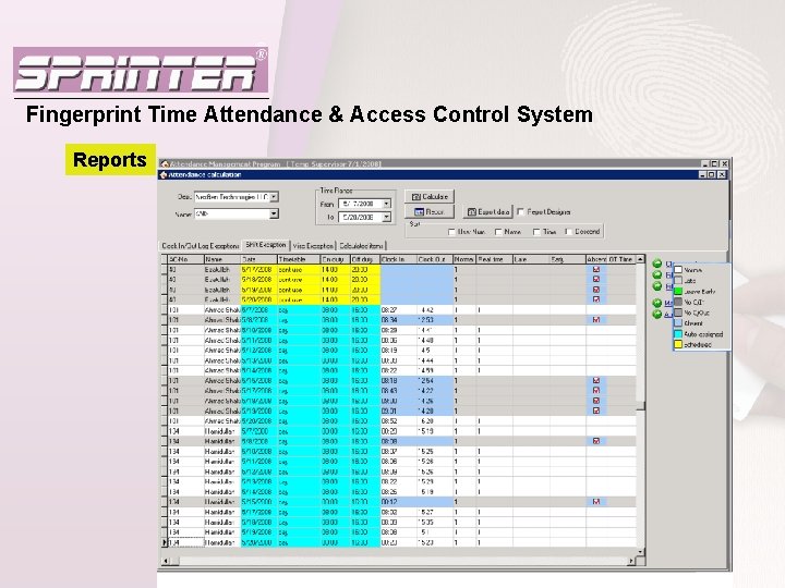 Fingerprint Time Attendance & Access Control System Reports 