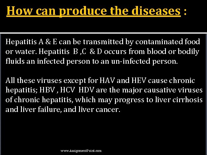 How can produce the diseases : Hepatitis A & E can be transmitted by