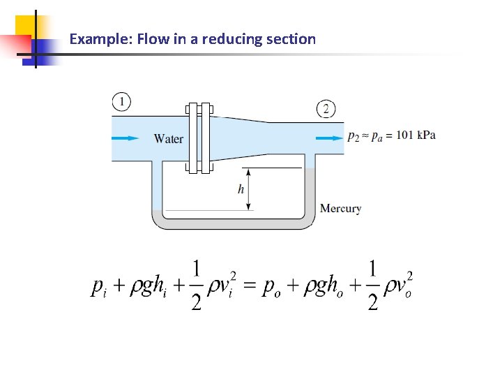Example: Flow in a reducing section 