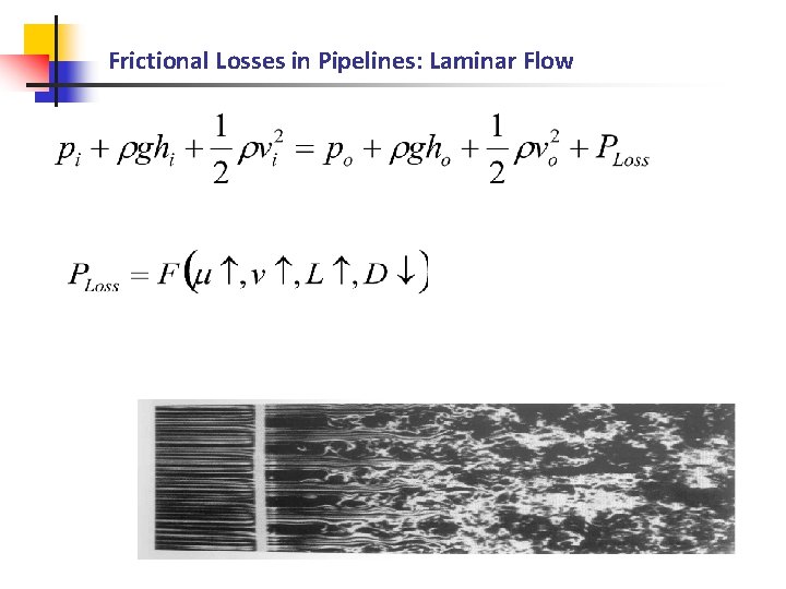 Frictional Losses in Pipelines: Laminar Flow 