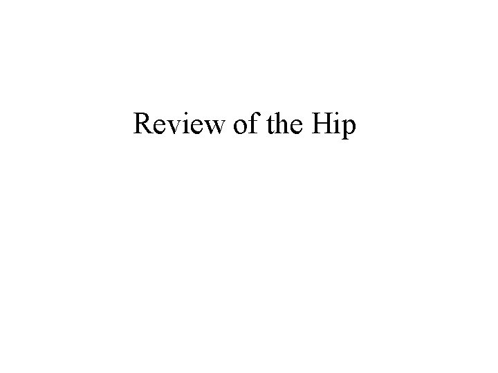Review of the Hip Review of the Hip