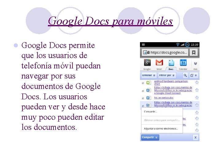 Google Docs para móviles l Google Docs permite que los usuarios de telefonía móvil