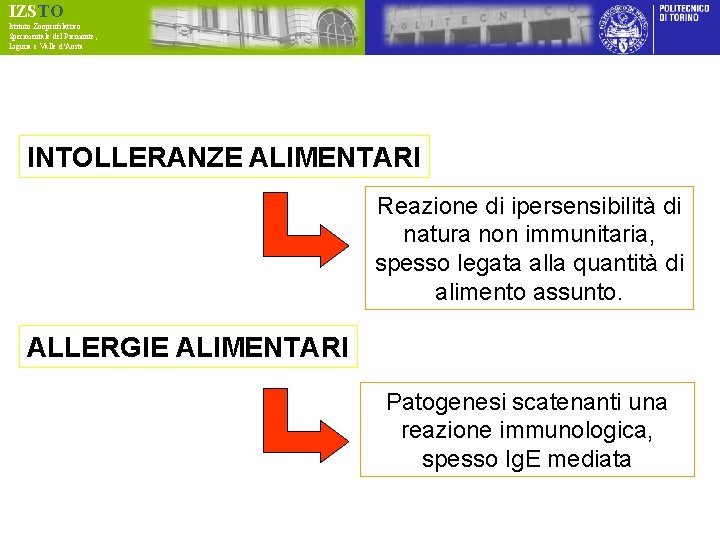 IZSTO Istituto Zooprofilattico Sperimentale del Piemonte, Liguria e Valle d’Aosta INTOLLERANZE ALIMENTARI Reazione di