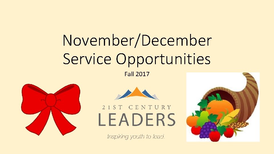 November/December Service Opportunities Fall 2017 