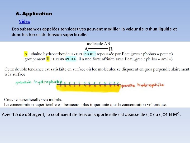 5. Application Vidéo Des substances appelées tensioactives peuvent modifier la valeur de s d’un 5. Application Vidéo Des substances appelées tensioactives peuvent modifier la valeur de s d’un